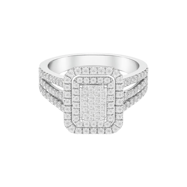 Item | Buy Lovely Radiant Natural Diamond Cluster Engagement Ring in 18K Gold | SPOP Enterprise Global